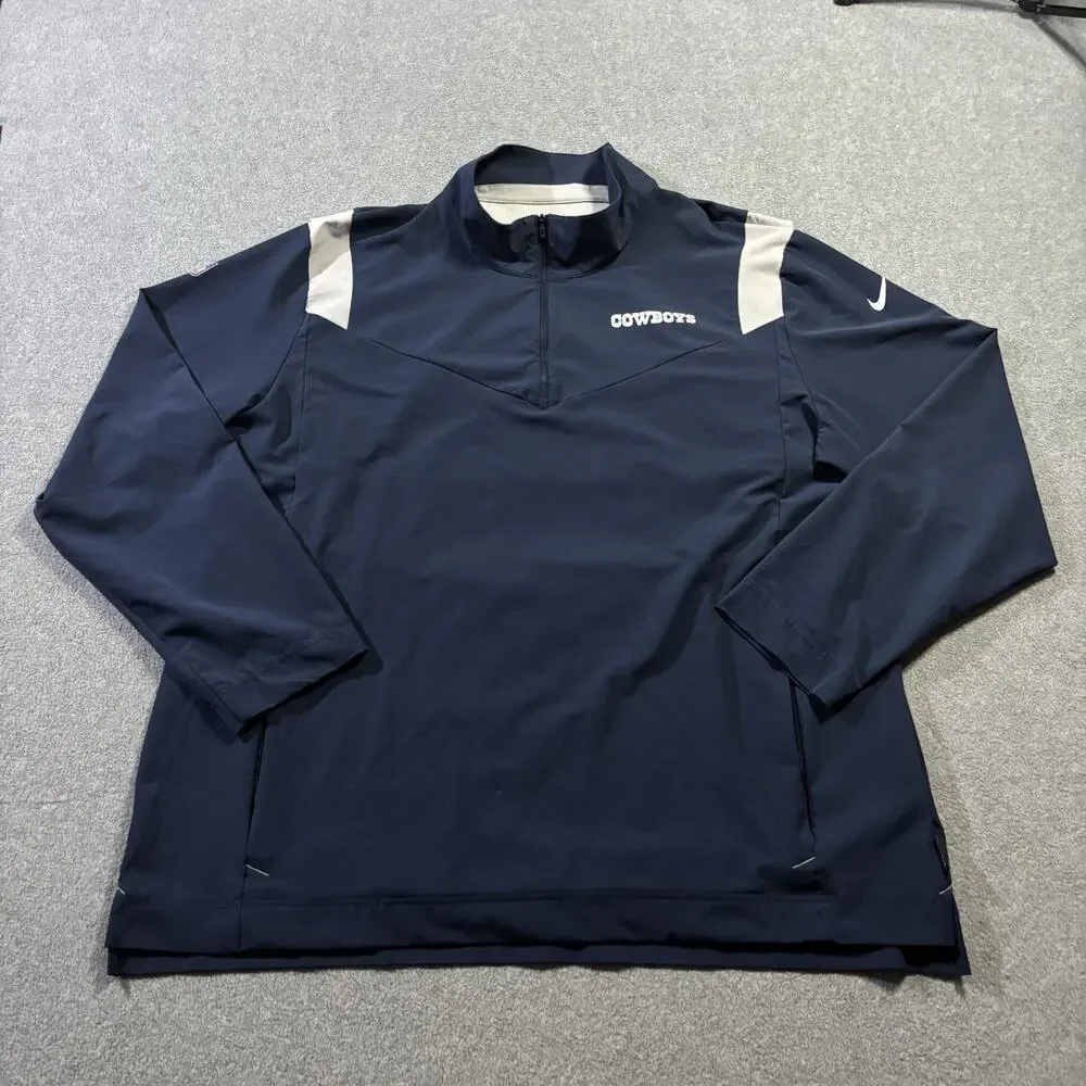 Nike On Field Dallas Cowboys NFL Sideline Coaches Repel 1/4 Zip Jacket Navy XXL